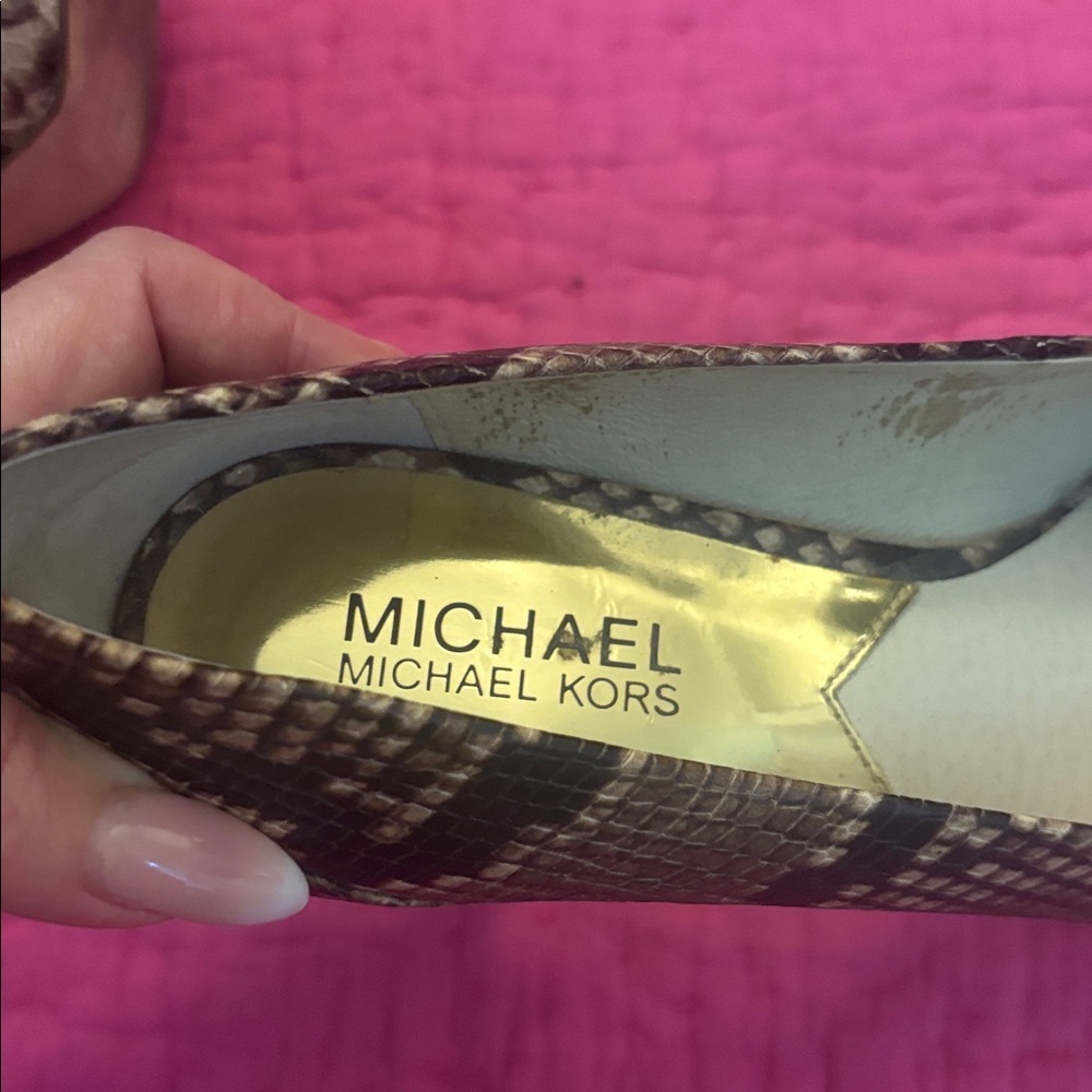 Michael Kors Brown and Tan Snake Print Heels, US7,5 - Picture 6 of 8